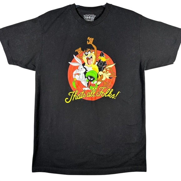 Looney Tunes Mania Other - Looney Tunes Mens Large Black Graphic T-Shirt Thats All Folks Characters